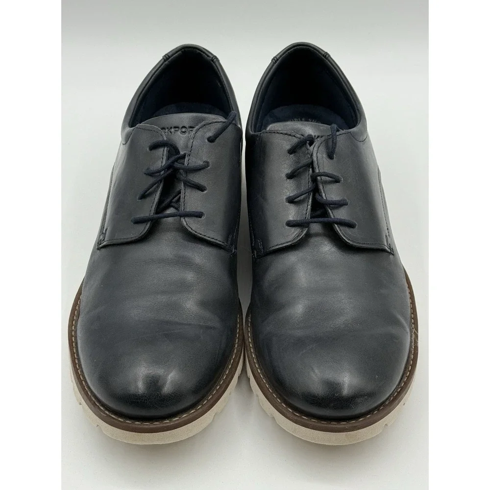 Rockport Colben CH4016 Navy Blue Leather Lightweight White Sole Mens US 12 M